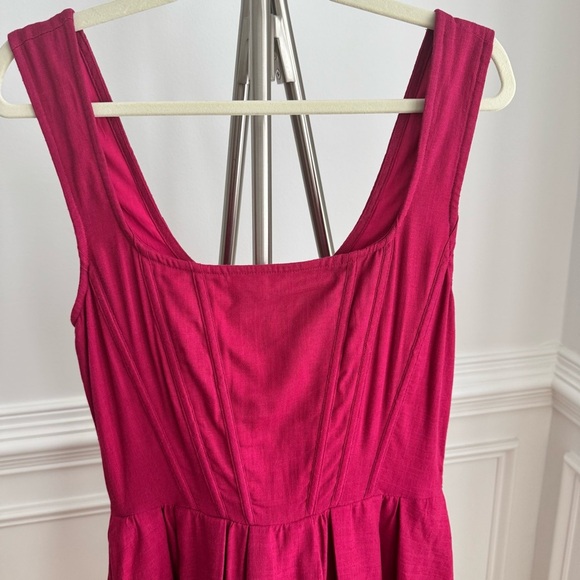 AURETA STUDIO Anthropologie Corset Bubble Dress with Pockets in Raspberry Size 6 - Picture 6 of 11